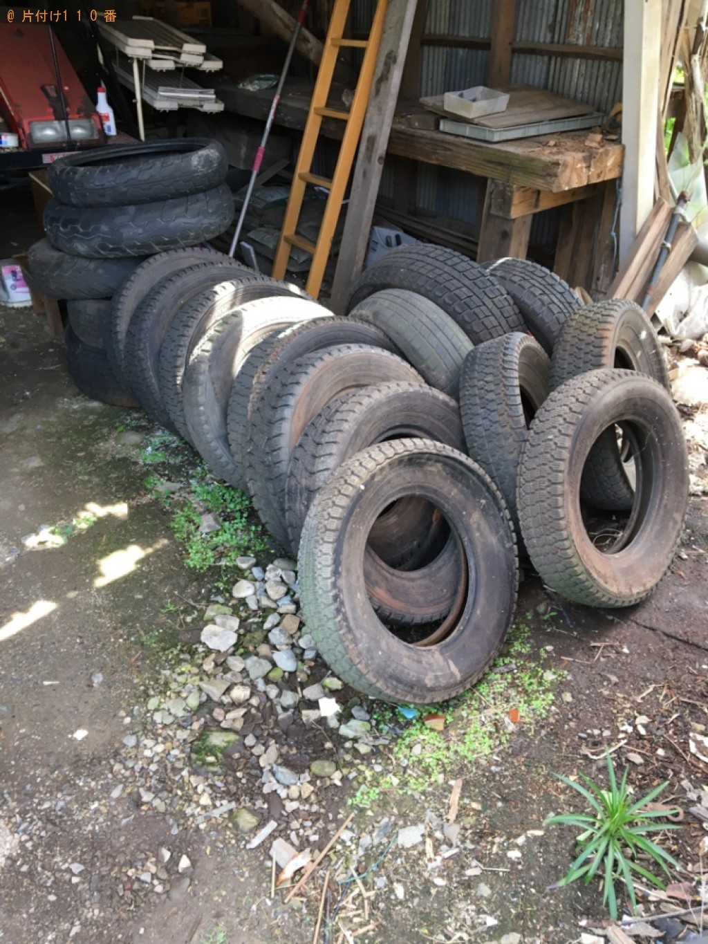 【揖斐郡大野町】ホイール付きとホイールなしの自動車タイヤの回収